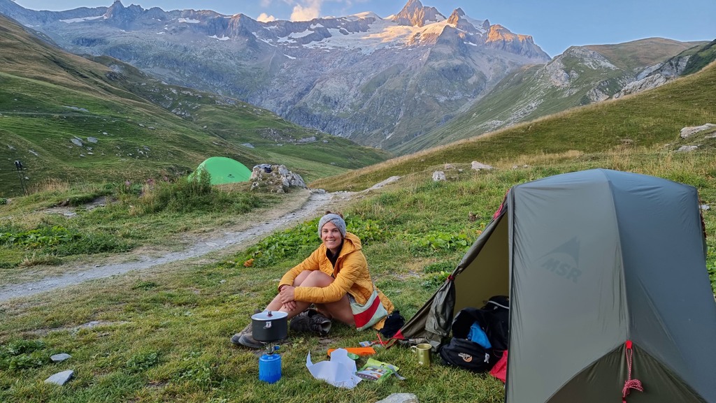 Tour du Mont Blanc dag 4 overnachten nabij Refuge des Mottets met uitzicht op Mont Blanc