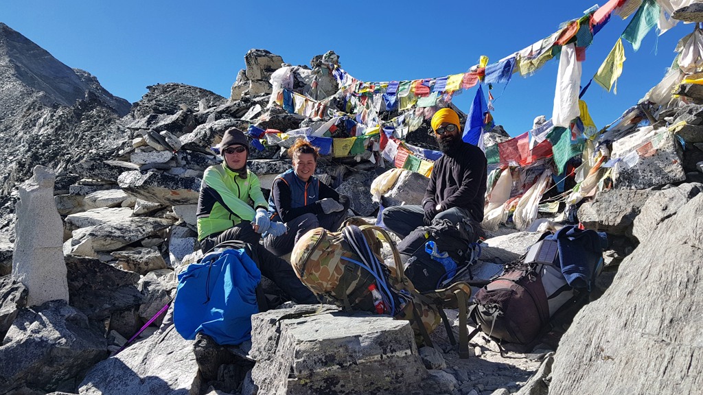 Everest Base Camp trekking dag 7 Chukhung via Kongma La pass naar Lobuche, uitrusten Kongma La pass