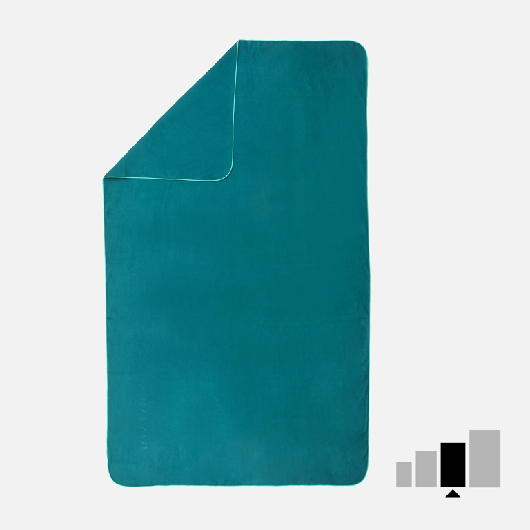 Beste reishanddoek Decathlon microvezel handdoek donkergroen maat L 80 x 130 cm