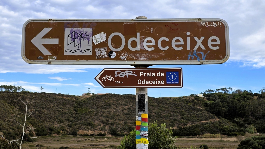 Fisherman's Trail etappe 6, Odeceixe naar Aljezur, routebord