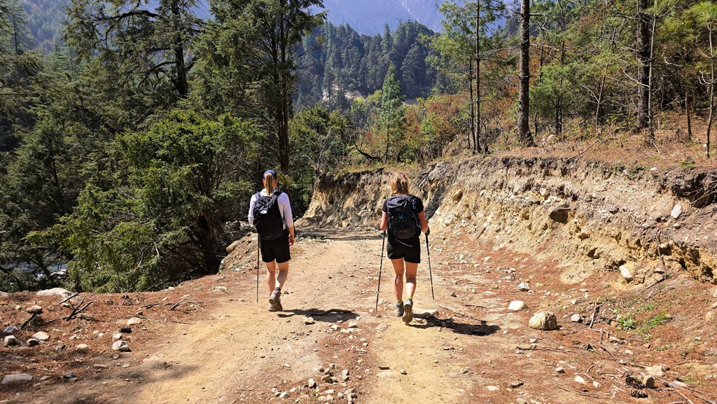Manaslu Circuit trekking dag 11, Chaulie Kharka naar Gowa, zandweg