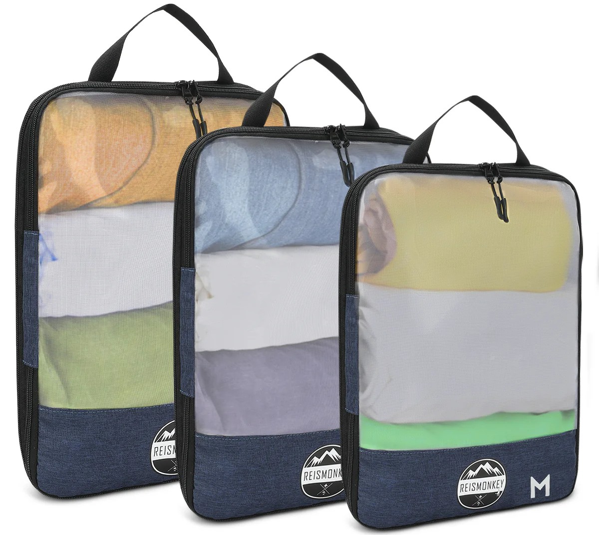 Beste compressie packing cubes, transparant Reismonkey