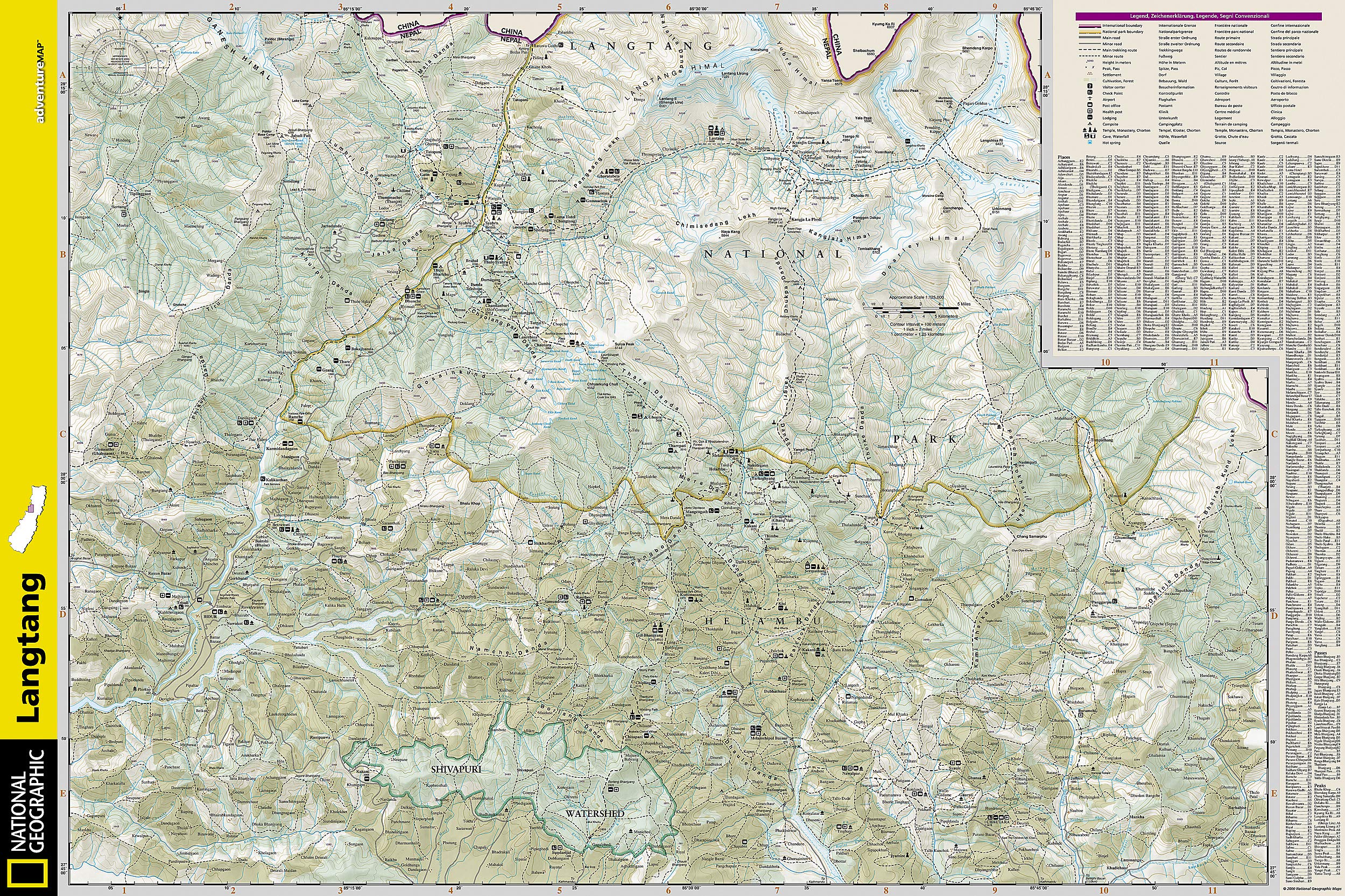 Beste wandelkaart Nepal, Langtang National Geographic