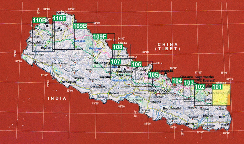 Beste wandelkaart Nepal, Mustang kaart overzicht