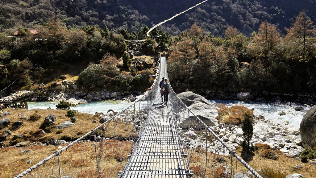 Kanchenjunga Base Camp trekking dag 4, Phale naar Ghunsa, Nepalese hangbrug