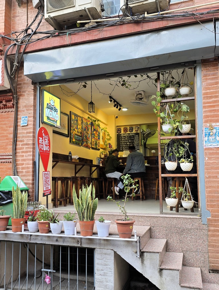 Lekker lunchen Kathmandu, Aambo Momo, Thamel