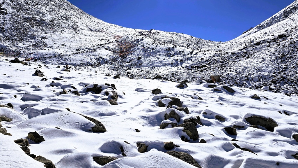 Pad naar Dolma La pas, Kailash Kora trekking Tibet
